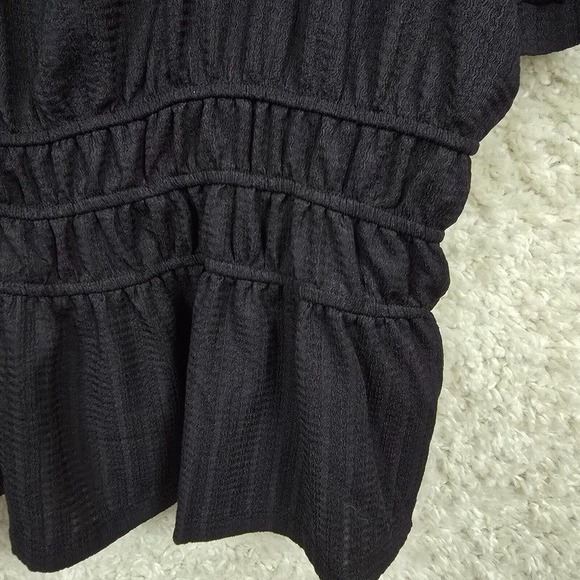 Maeve Top Women 3X Black Pullover Puff Sleeve Stretch Minimalist Anthropologie - Picture 2 of 12